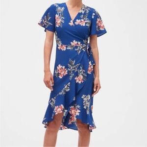 Banana Republic Women's Petite 4P Feminine Floral Wrap Midi Dress